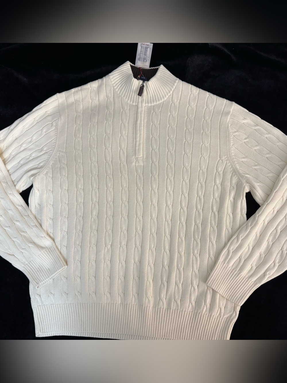 NWT Daniel Cremieux Cream Cableknit Mens Sweater Size XL